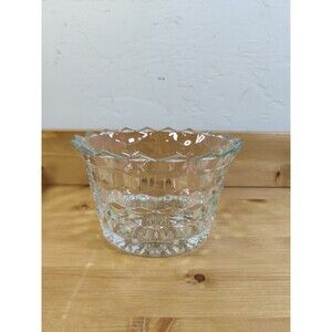 Vintage Fostoria American Cubist Clear Pressed Glass Candy Dish Bowl 3.5x6"